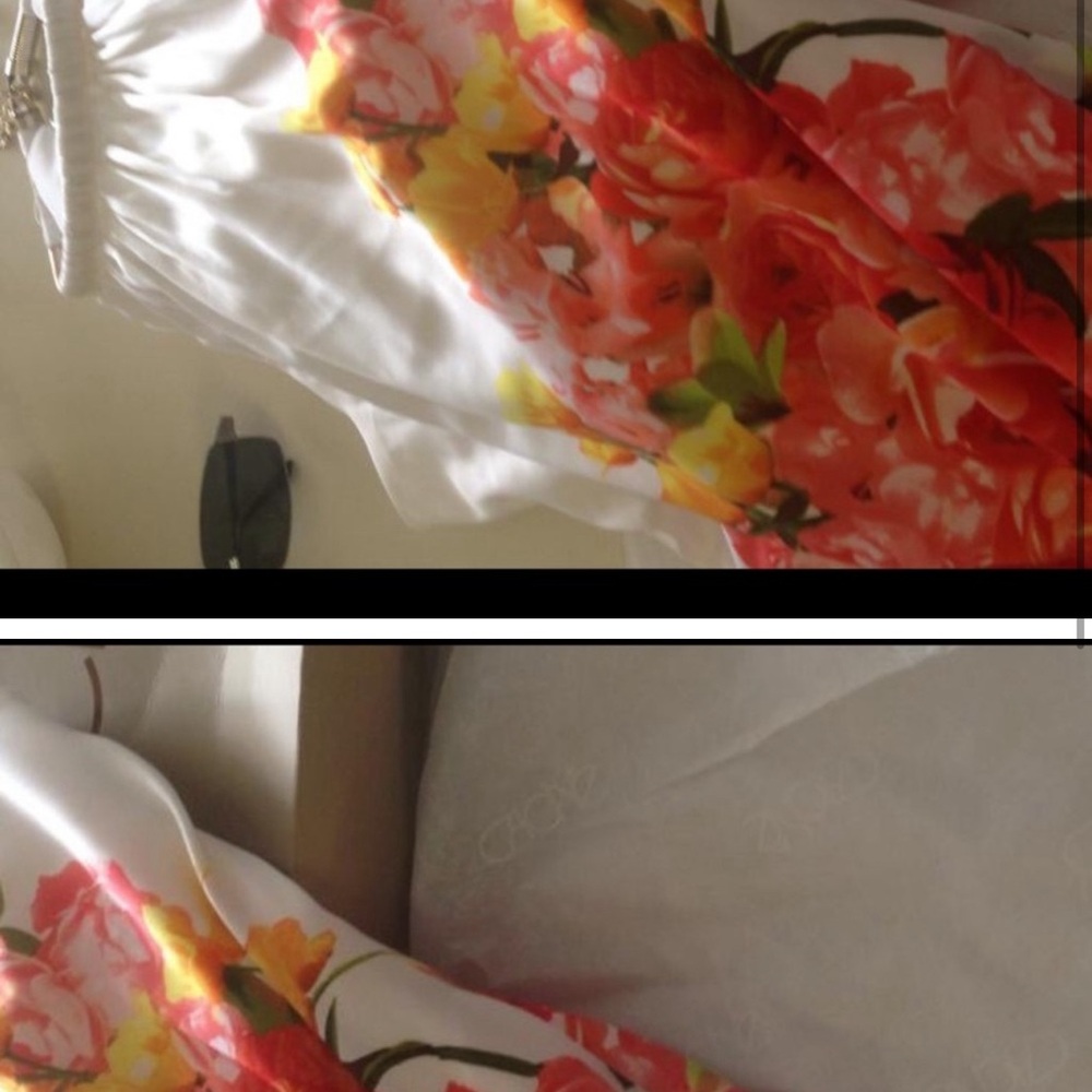 Cache Floral Dress - White, Red, Yellow